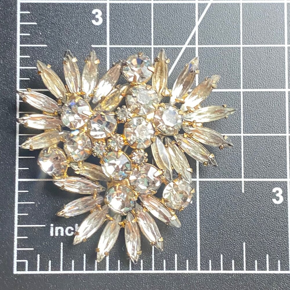 Rare Discontinued Alex & Ani Brooch Rhinestone Crystal Floral Pin Gold-Tone - Picture 6 of 7